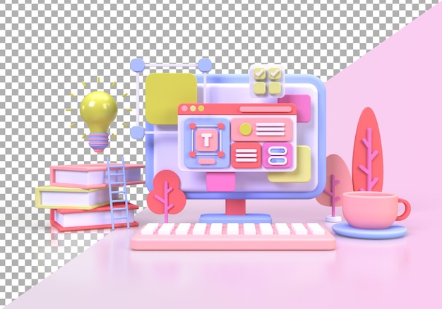 Web development for UI UX design concept illustration Landing page template business idea background