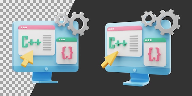 PSD web development service 3d icon 3d computer maintenance icon