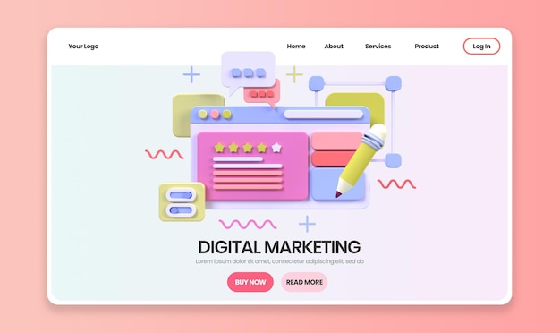 PSD web development for ui ux design concept illustration landing page template business idea background