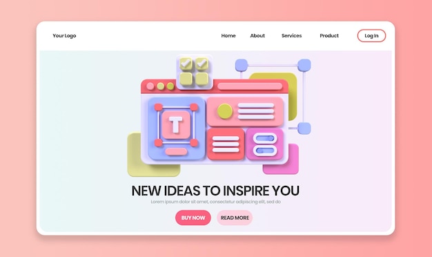 PSD web development for ui ux design concept illustration landing page template business idea background