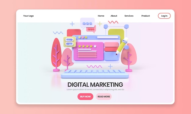 การพัฒนาเว็บส าหรับภาพประกอบแนวคิดการออกแบบ UI UX เทมเพลตหน้า Landing page พื้นหลังแนวคิดธุรกิจ