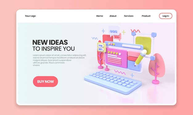 Web development for UI UX design concept illustration Landing page template business idea background