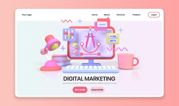 การพัฒนาเว็บส าหรับภาพประกอบแนวคิดการออกแบบ UI UX เทมเพลตหน้า Landing page พื้นหลังแนวคิดธุรกิจ