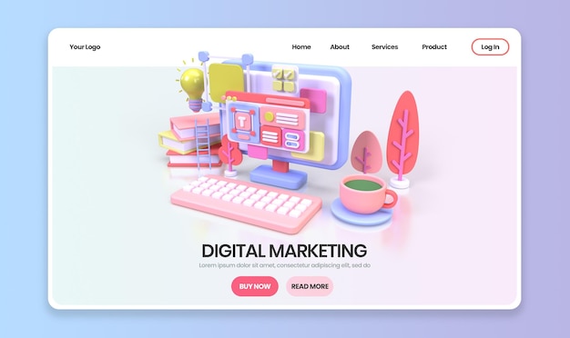 Web development for UI UX design concept illustration Landing page template business idea background