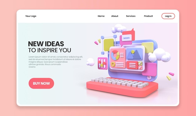 Web development for UI UX design concept illustration Landing page template business idea background