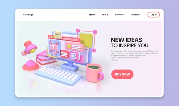 Web development for UI UX design concept illustration Landing page template business idea background