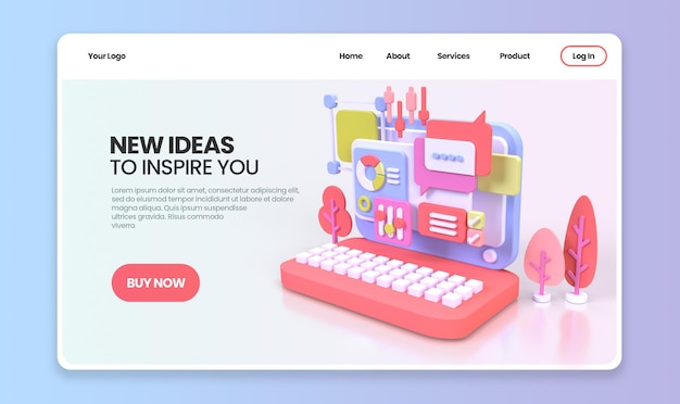 Web development for UI UX design concept illustration Landing page template business idea background