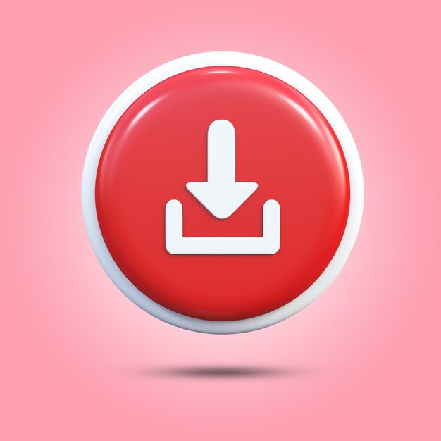 PSD web download button 3d render psd mockup