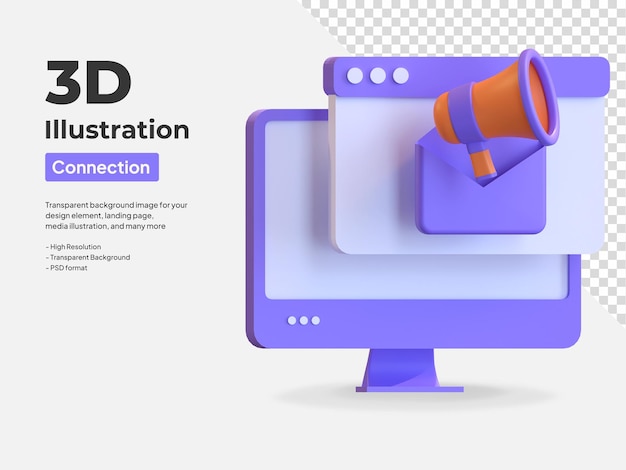 Web email notification icon 3d illustration