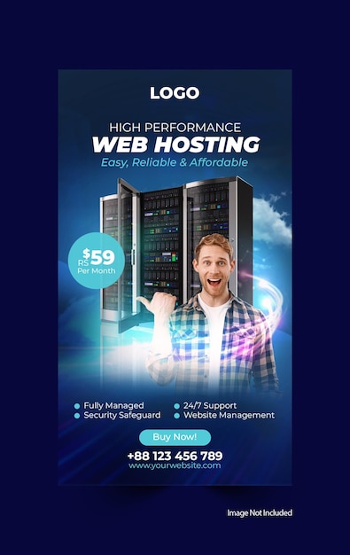 PSD modello di progettazione di banner per l'hosting web