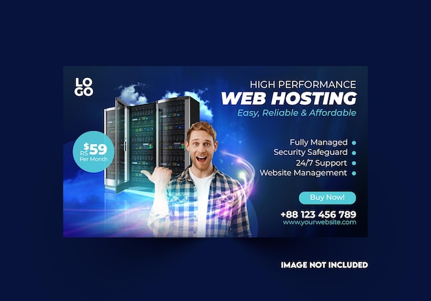 PSD web hosting design di banner per i social media