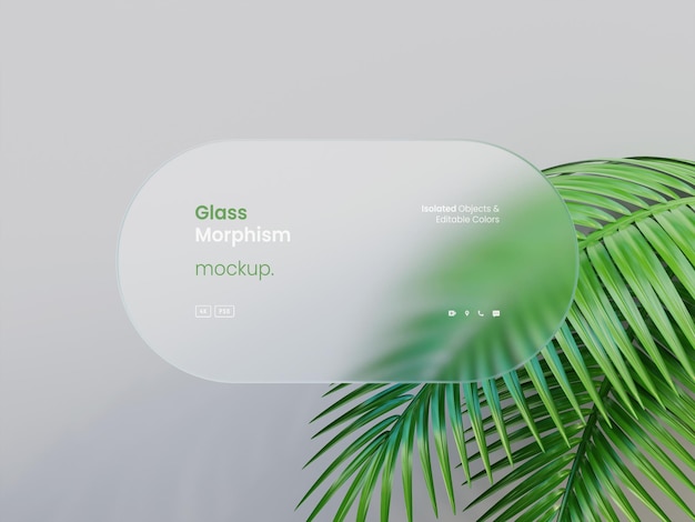 PSD ガラスモーフィズムを使用した web インターフェイス プレゼンテーションのモックアップ