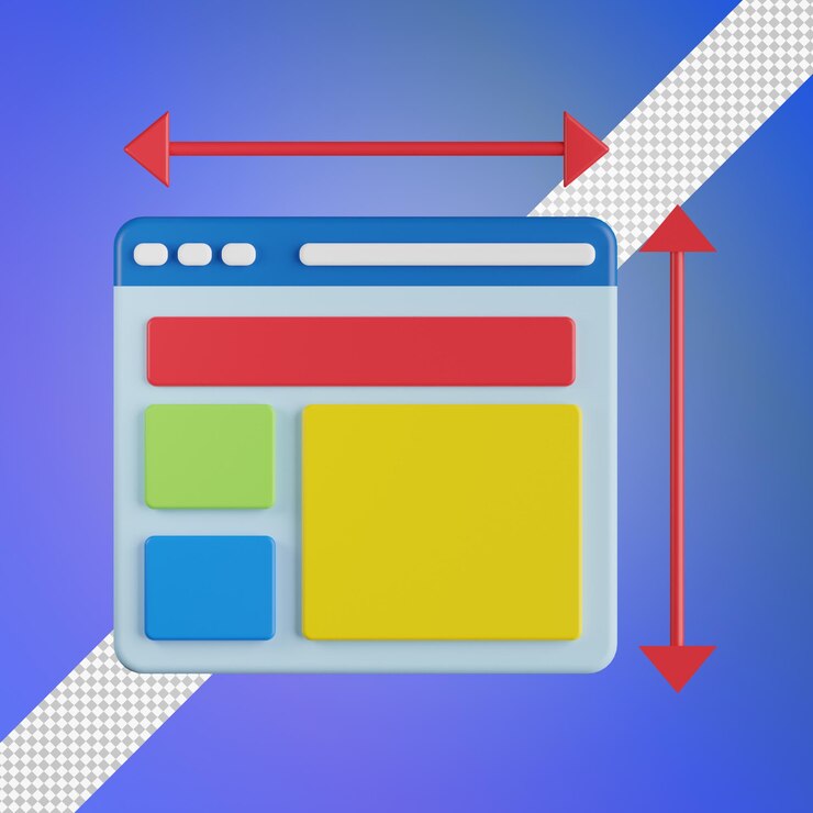 PSD web layout 3d illustration