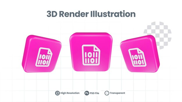 Web Mobil Uygulama Sosyal Medya Tanıtımı İçin 3D Gerçekçi ikili kod Simgesi