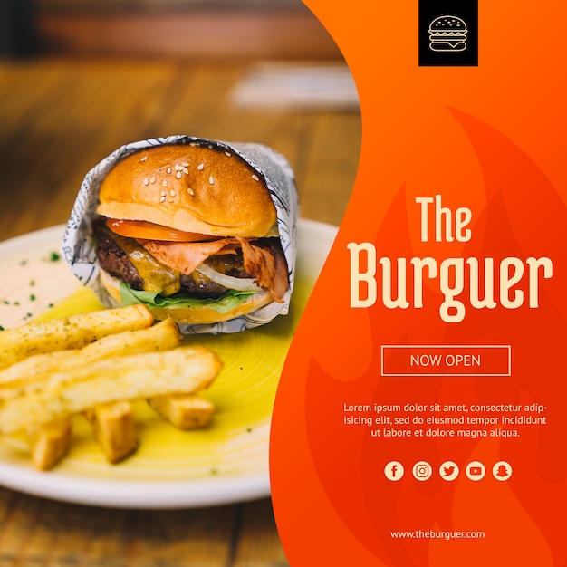 Web mockup with hamburger concept