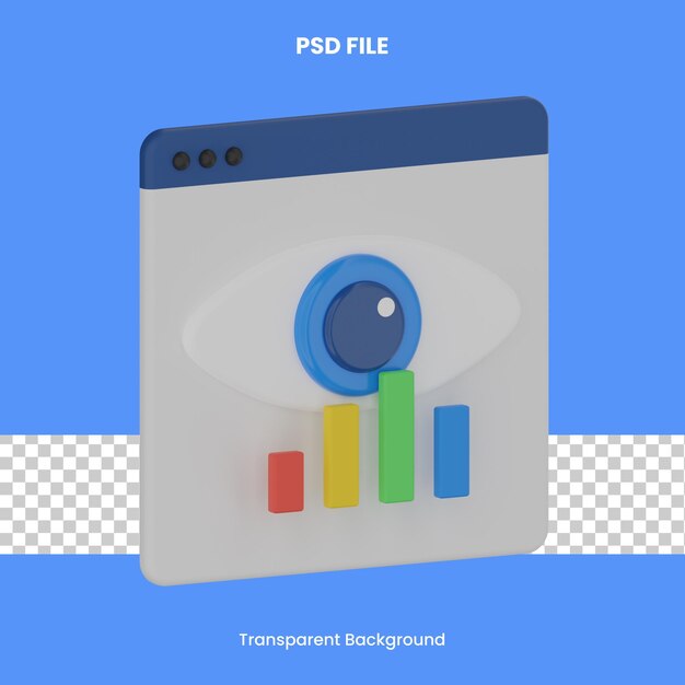 웹 모니터링 3d 렌더링 psd 파일 투명 배경