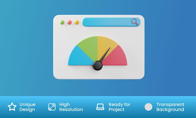 PSD illustrazione 3d di ottimizzazione web