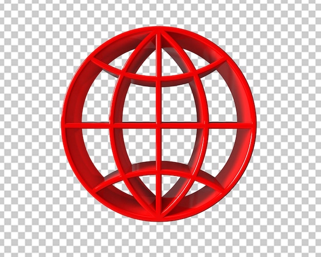 PSD web rood pictogram 3d render op transparante achtergrond