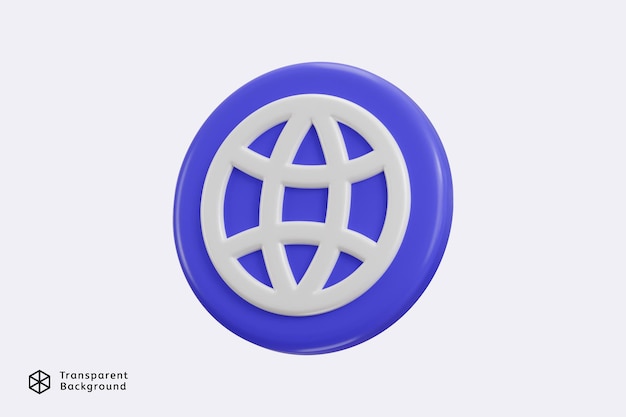 web search browser symbol on circle button icon 3d rendering vector illustration