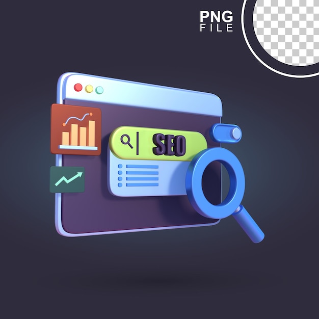 PSD web seo-analyzer met 3d-graphics