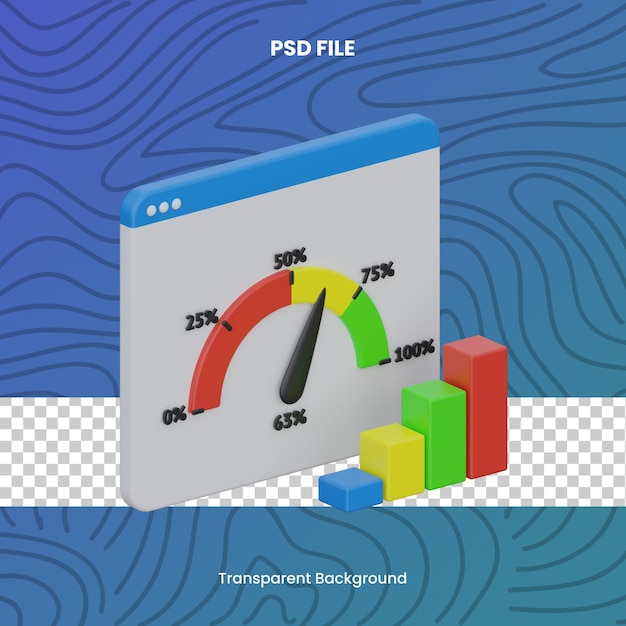 PSD Скорость интернета 3d рендеринг значок иллюстрации psd файл диаграммы