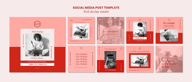 Web studio design social media post template