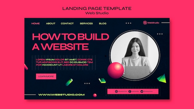 PSD web studio landing page template