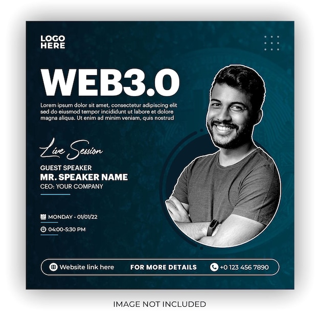 Web30 cryptocurrency and blockchain social media webinar post template