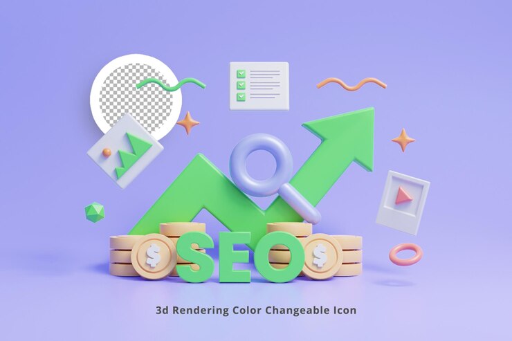 PSD webanalyse en seo-marketingconceptpictogram of 3d seo-rangschikkingsanalysegrafiek of seo-grafiekrapport