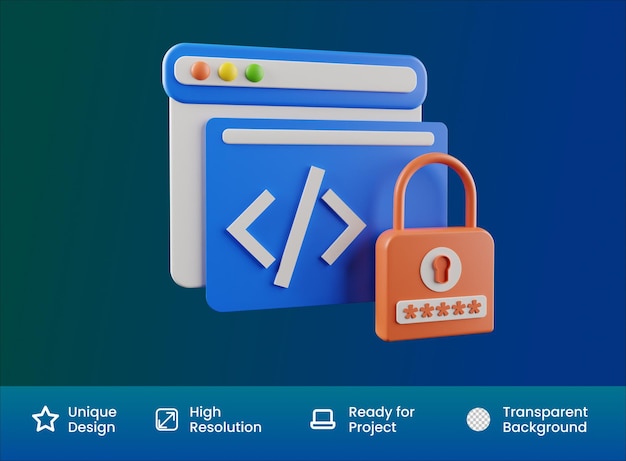 PSD webbeveiliging 3d renderpictogram