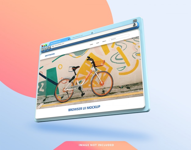 Webbrowser UI 3D-mockup met pastelkleur