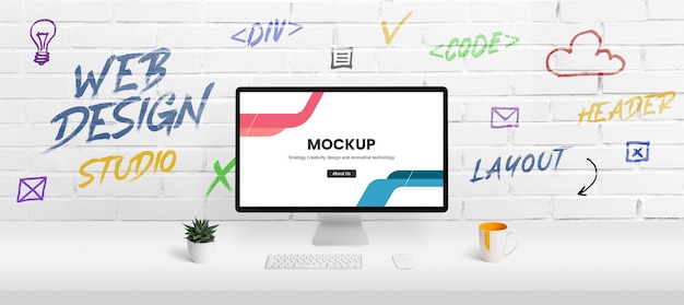 Webdesign studio mockup scene maker