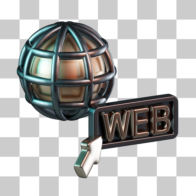 PSD webdomein en cursor 3d-pictogram