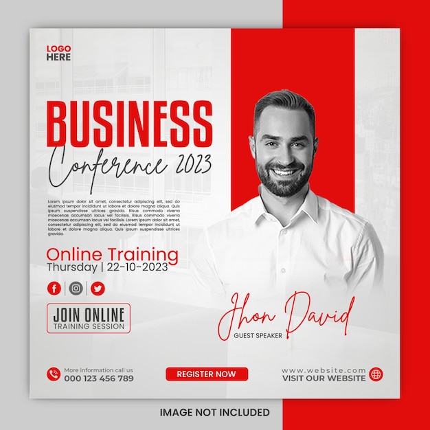 Webinar business conference social media post template