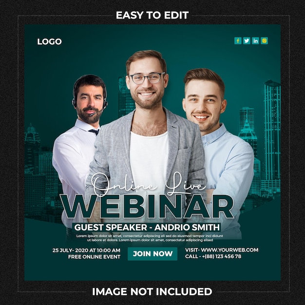 PSD webinar corporate social media post-sjabloon