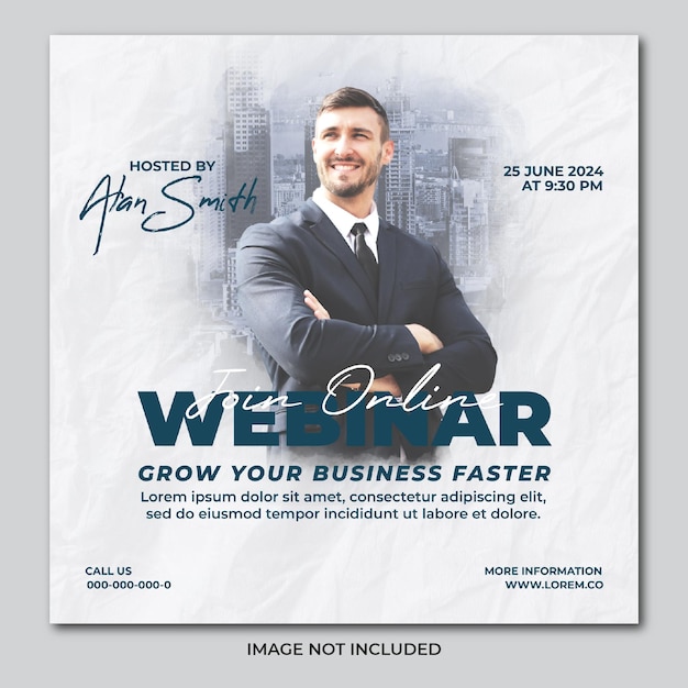 PSD webinar flyer social media post template banner