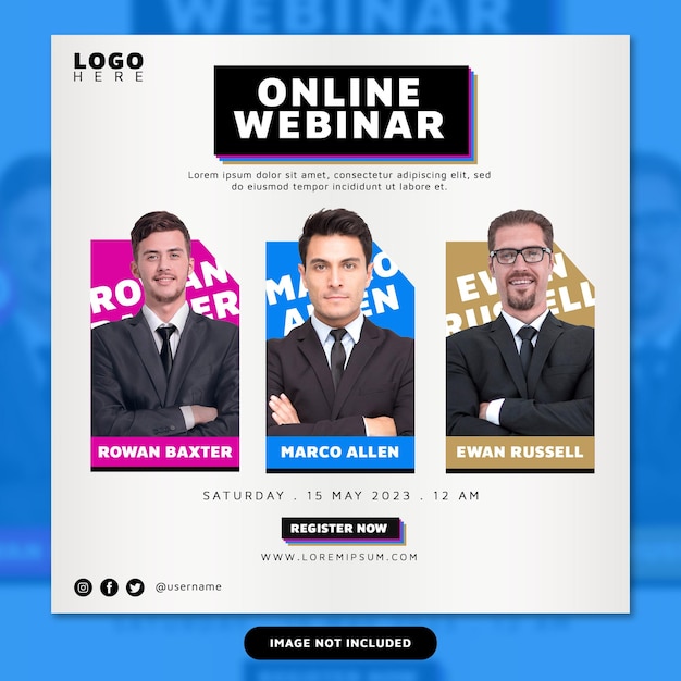 PSD modello di post di instagram per webinar