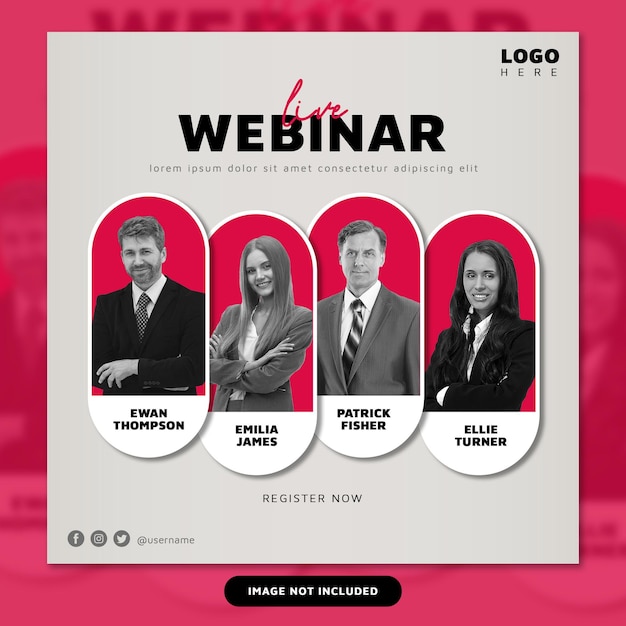 PSD modello di post di instagram per webinar