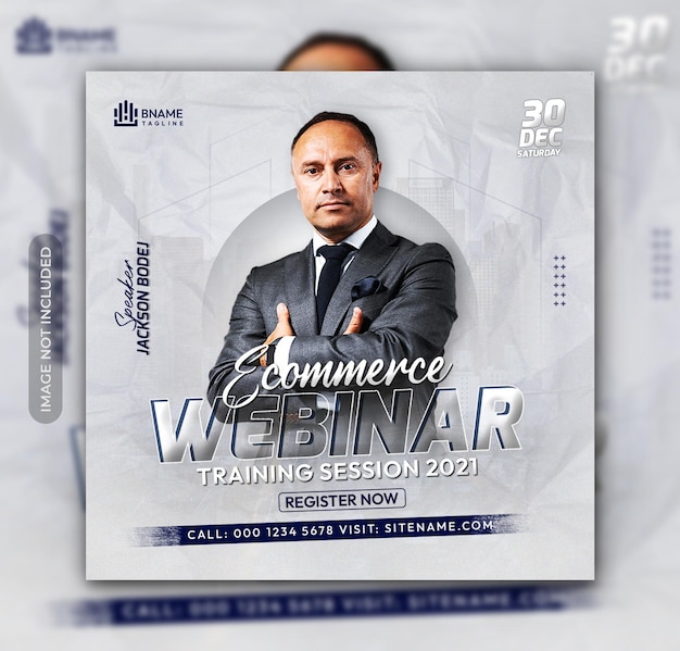 Webinar training session square flyer or instagram social media post web banner template