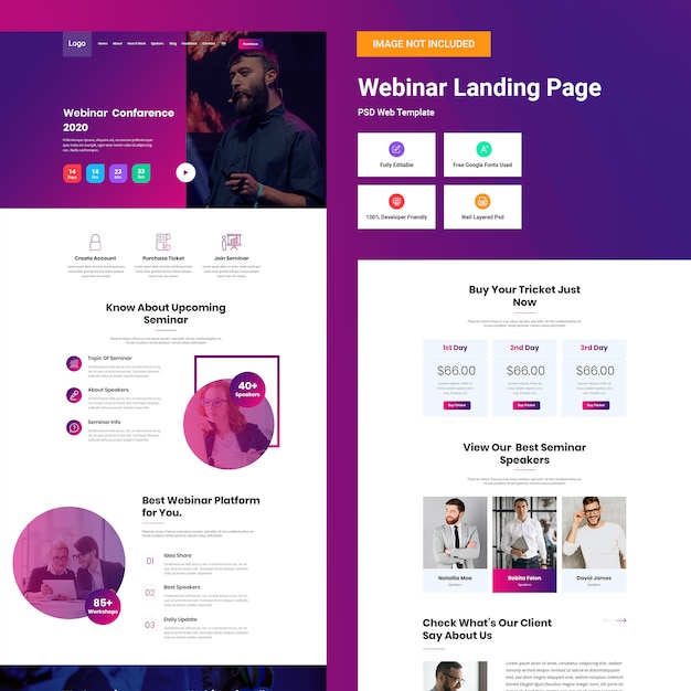 PSD webinar website template