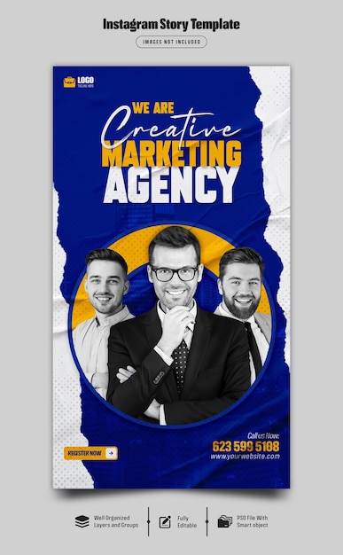 Webinarium Na żywo Z Marketingu Cyfrowego I Szablon Historii Na Instagramie Korporacyjnym Premium Psd