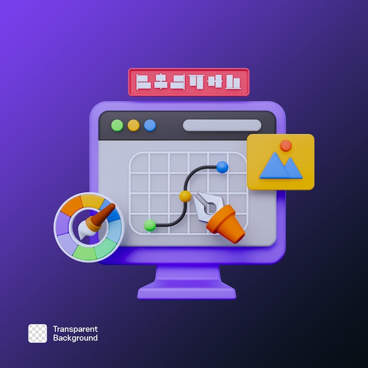 PSD website 3d icon illustration png template