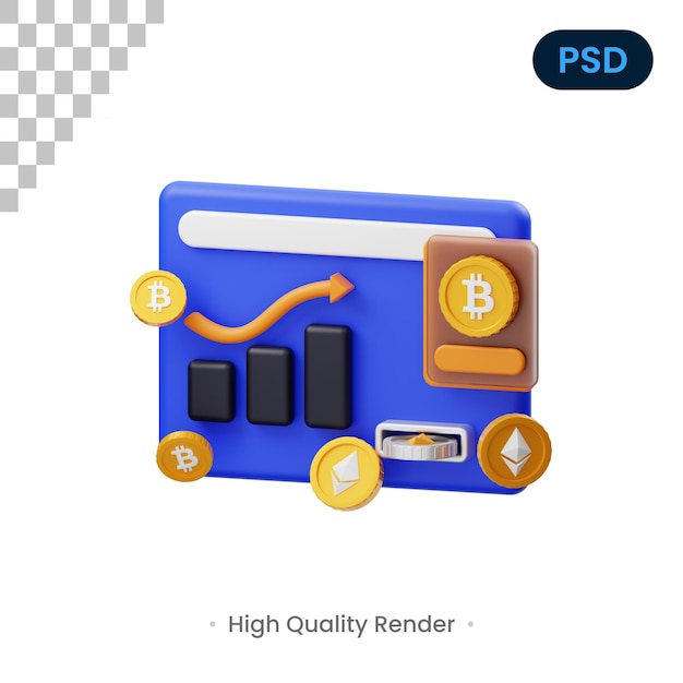 Website 3d render illustratie premium psd