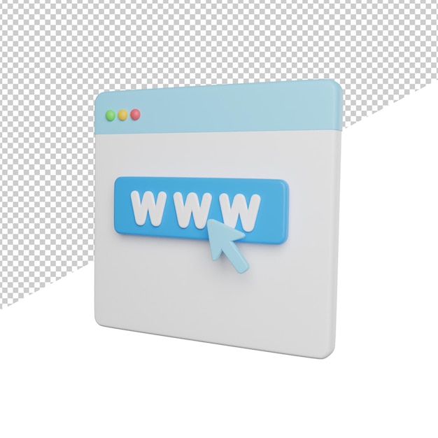 website adress browser side view 3d rendering icon illustration on transparent background