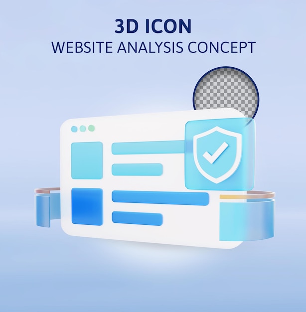 PSD website analysis concept with check marks 3d rendering illustration
