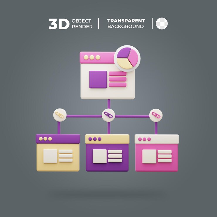 PSD website analysis diagram 3d render