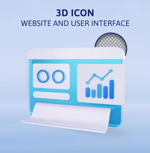 Анализ веб-сайта и пользовательского интерфейса с графической иллюстрацией 3d-рендеринга
