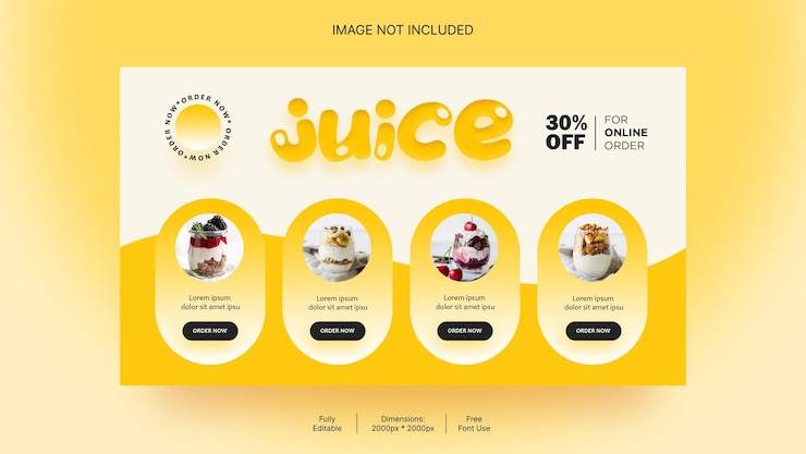PSD 値下げのジュースのウェブサイトのバナー
