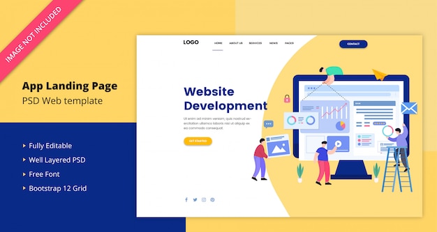 PSD website development landing page