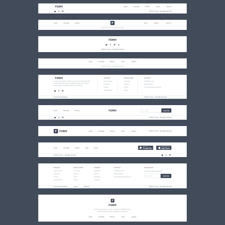 PSD website footer layout design customization file
